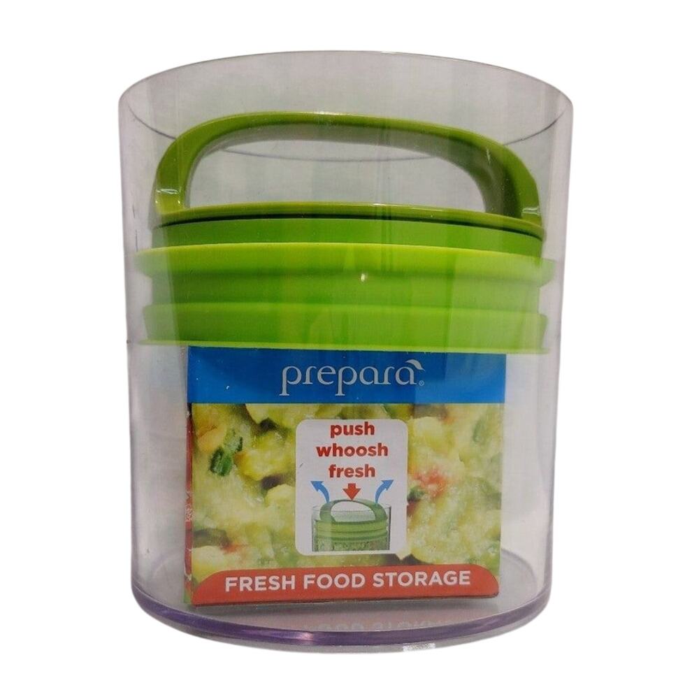 Prepara Evak Fresh Saver, Small-Short Airless Canister with Green Handle 1 Qt.